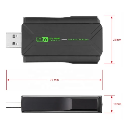 Cle WIFI 6 USB3.0 AX900 avec BT5.3, 2.4+5G, dual band, pour PC portable, sans driver (détail et en gros)