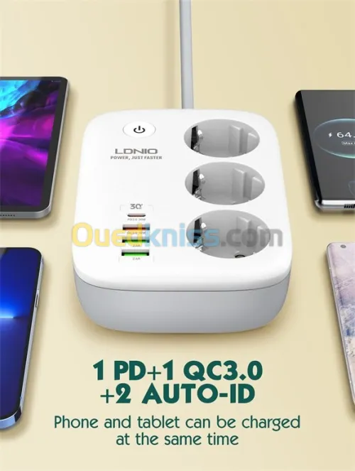 Multiprise intelligente Wi-Fi SEW3452 LDNIO 3 prises + 1 PD + 1QC 3.0 + 2 Auto-ID prise