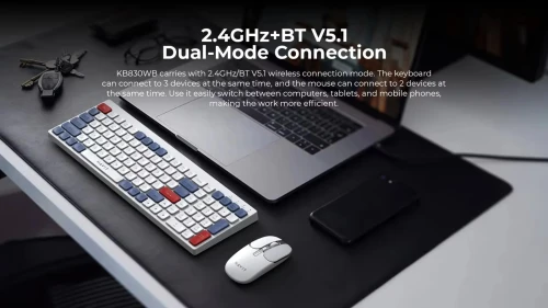 HAVIT KB830WB pack combiné clavier et souris sans fil rechargeable Connectivité Double Mode
