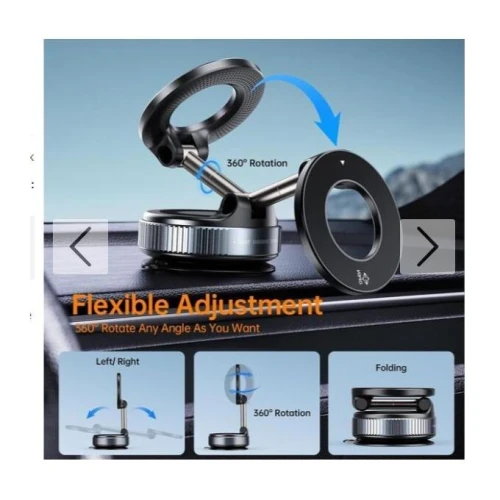 Support magnétique pour téléphone ph49 pliable, fixation par ventouse orientable à 360 pour voiture/bureau