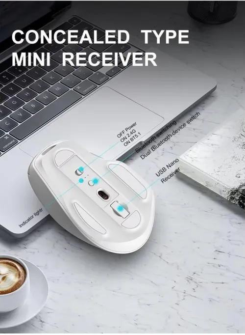 Souris rechargeable double BT 2.4G/Bluetooth 5.0 avec afficheur, silencieuse PRMW37