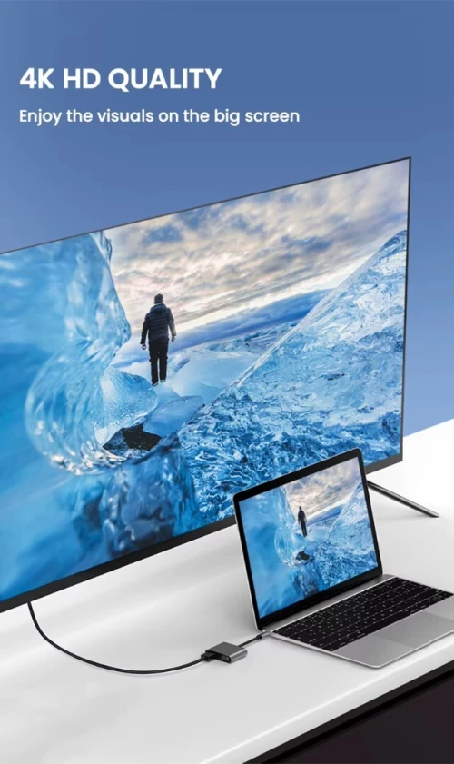 HUB USB-C 4 en 1 HDMI, VGA et USB+USB-C.  