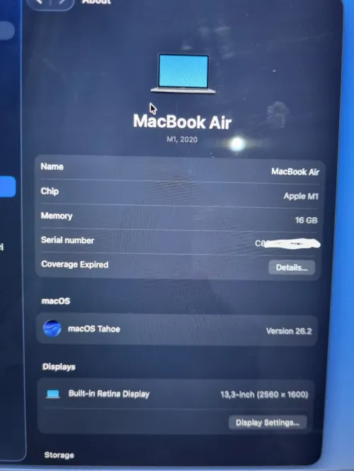Macbook air M1 16gb ram