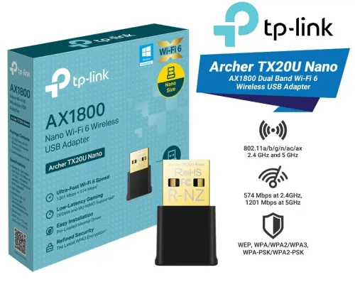 TP-LINK Archer TX20U Nano CLE USB WiFi 6 AX1800 Nano