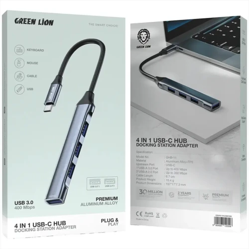 ADAPTATEUR GREEN LION TYPE C TO USB 3.0 +3x USB 2.0