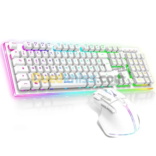 COMBO CLAVIER SOURIS SANS FIL SPIRIT OF GAMER ULTIMATE 600 RGB WHITE
