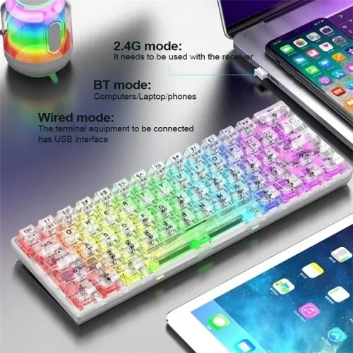 CLAVIER MAGMA FIORA F61 CRYSTAL 60% MECANIQUE CT SWITCH RGB WIRELESS + BLUETOOTH