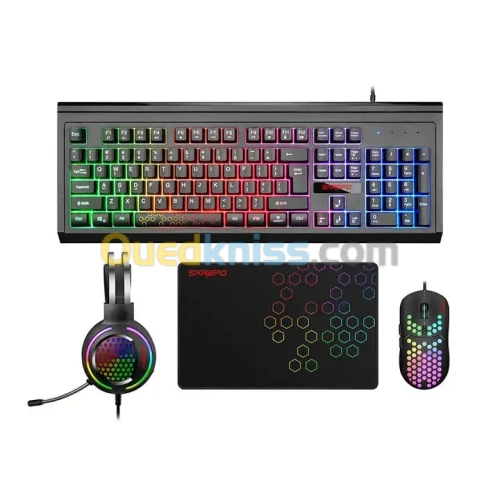 PACK CLAVIER SOURIS TAPIS CASQUE SAREPO GK70 GAMING KIT 4 IN 1