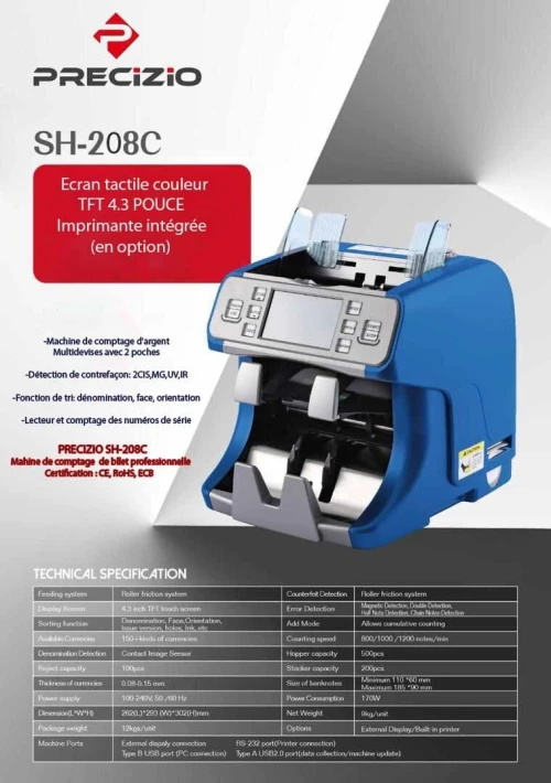COMPTEUSE DE BILLET PROFESSIONNELLE PRECIZIO SH-208C