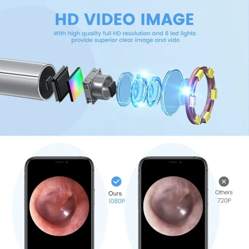 Caméra auriculaire otoscope sans fil كاميرا الأذن أوتوسكوب