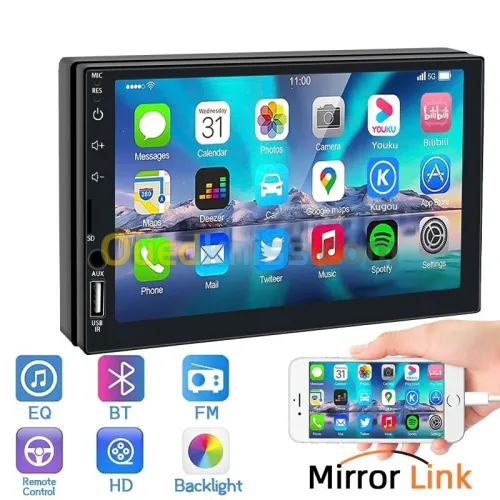 DVD Mp5 7 pouces écran tactile. USB AUX . SD. BT. miroir link 