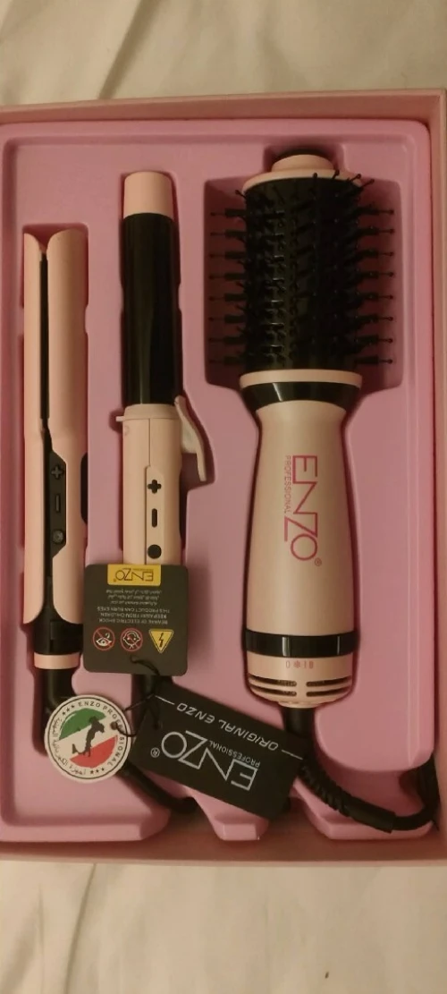 ENZO professional  original  03 PIECE TRAVEL HAIR STYLE TOOL SET Hair straightener & curler & volume bruch MODEL: EN-3316