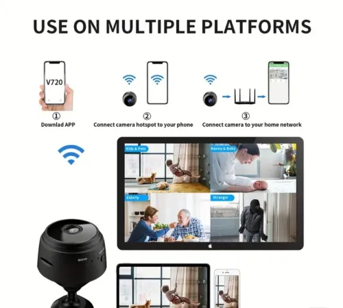 Caméra de sécurité sans fil mini, surveillance intérieure/extérieure 480p, alimentée par USB,