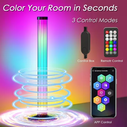 Lampes dambiance 2Pcs LED RVB Smart 360 avec plusieurs modes et synchronisation de la musique