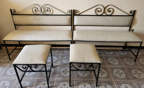 Ensemble table fer forgé et en verre