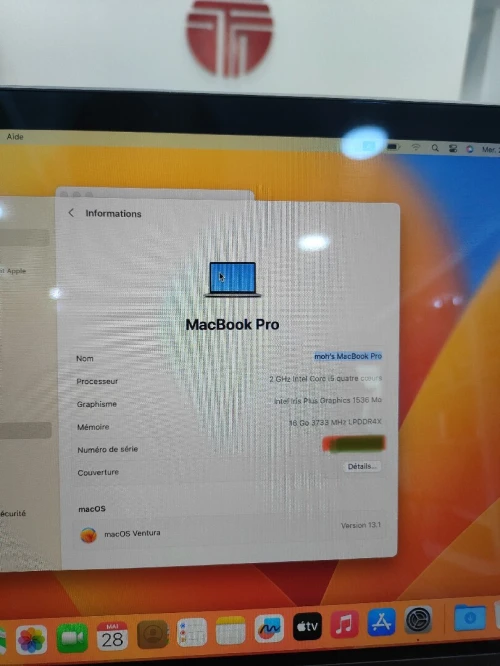 MacBook pro touchbar 2020 i5 16gb nvme 512 13.3 libérer Officiel 