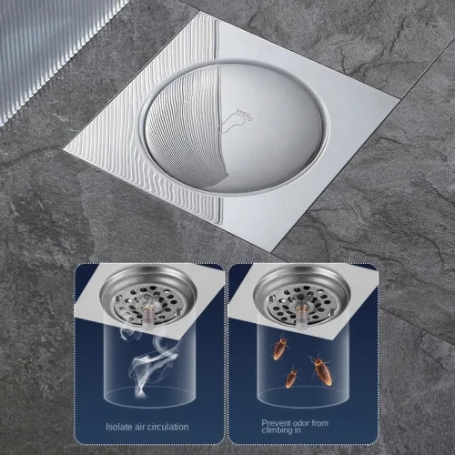 Siphon de sol poussoir en inox 15x15