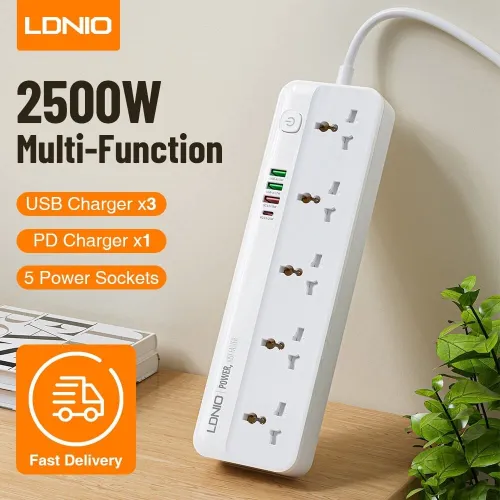 Rallonge LDNIO - Prise d'alimentation 2500 W 5 SORTIES 4 USB PD/QC 3.0