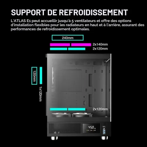 BOITIER ATX GAMDIAS ATLAS E1 BLACK 3 FANS ARGB