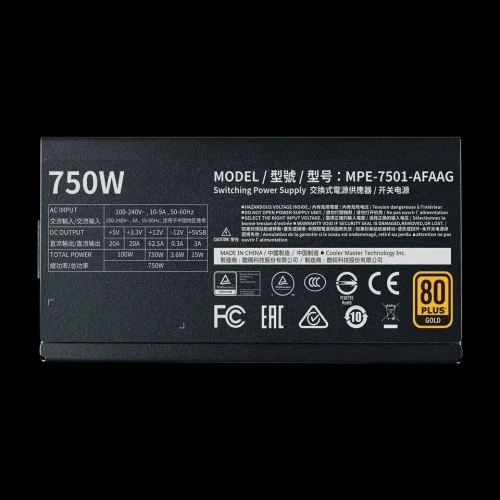 ALIMENTATION COOLER MASTER MWE GOLD 750 V2 FULL MODULAR 80 PLUS MPE-7501-AFAAG-3