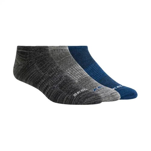 Skechers - 3Pk Unisex 1/2 Terry No Show Black / Blue