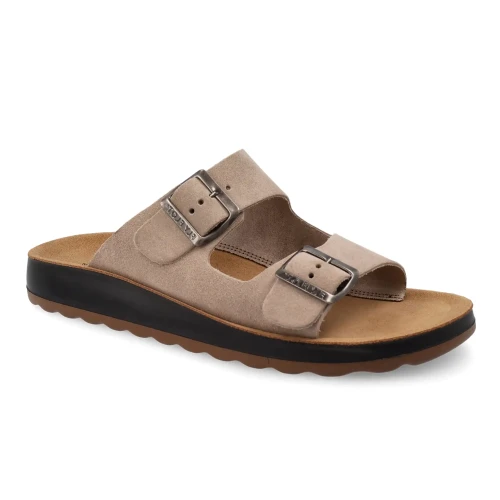 Fly Flot - Leather Man Slipper Taupe