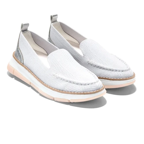 Cole Haan - Zerogrand Revel Stitchlite Venetians Microchip Knit Silver Metallic White
