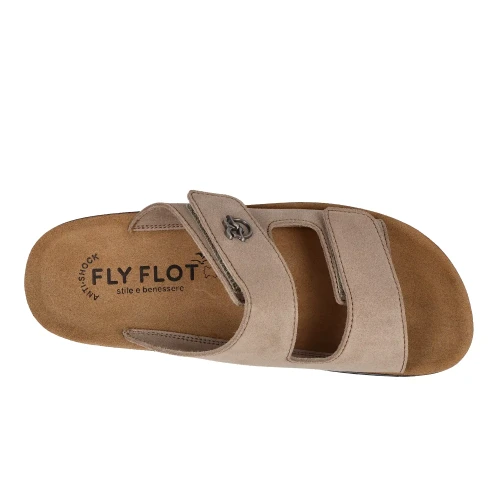 Fly Flot - Leather Man Slipper Taupe