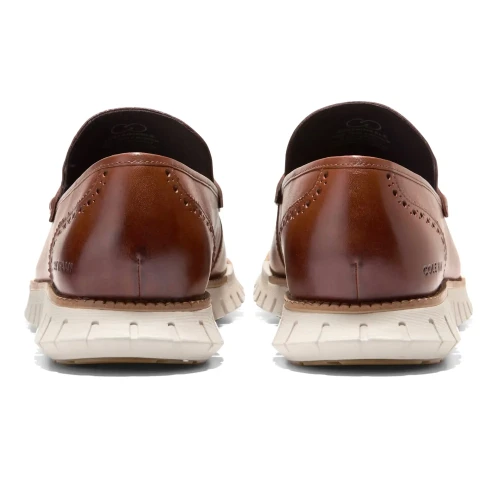 Cole Haan - Zerogrand Remastered Penny Loafers Woodbury Stamped   Natural Tan   Ancient Scroll