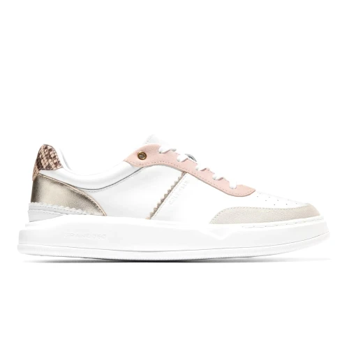 Cole Haan - Grandpro Carissa Sneakers White Silver Birch Suede Soft Gold Cameo Rose Snake Print