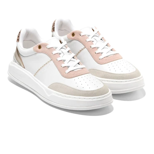 Cole Haan - Grandpro Carissa Sneakers White Silver Birch Suede Soft Gold Cameo Rose Snake Print