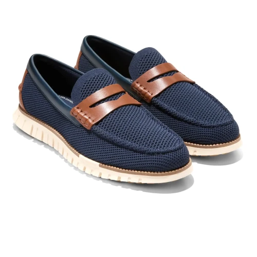 Cole Haan - Zerogrand Remastered Stitchlite Loafers Navy Blazer   Brit Tan   Ivory