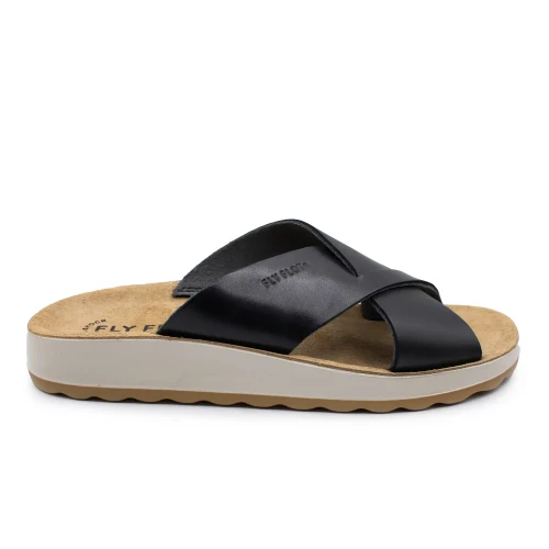 Fly Flot - Leather Woman Slipper Black