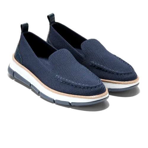 Cole Haan - Zerogrand Revel Stitchlite Venetians Navy Blazer Knit Croc Print White