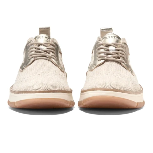 Cole Haan - Zerogrand Revel Stitchlite Oxfords Rye And Ivory Knit Gold Metallic Ivory