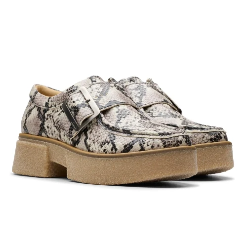 Clarks - Linoso Monk Grey Snake Lea
