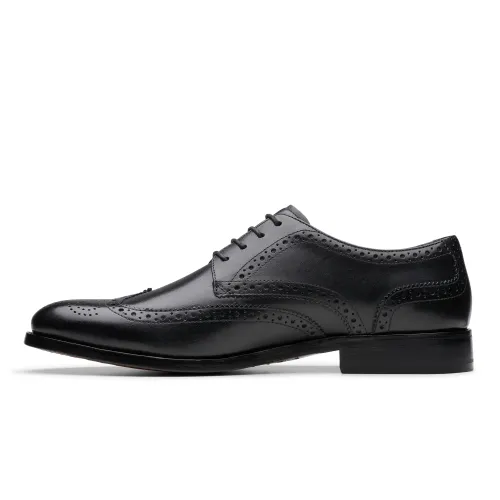 Clarks - Craftjames Tip Black Leather