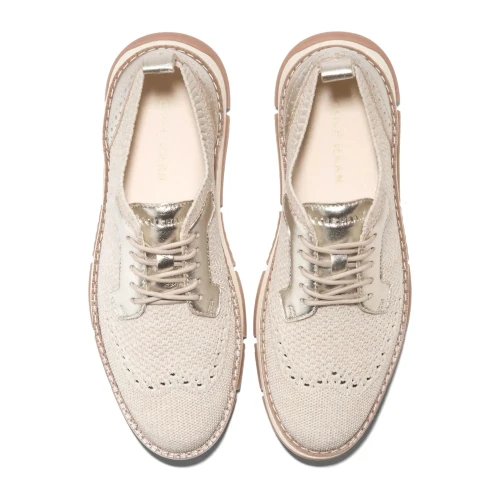 Cole Haan - Zerogrand Revel Stitchlite Oxfords Rye And Ivory Knit Gold Metallic Ivory