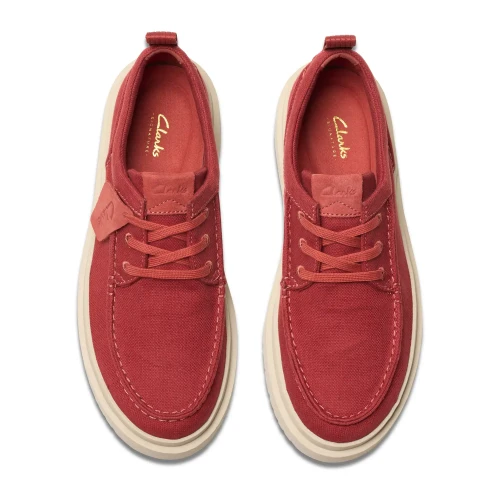 Clarks - Polden Moc Red Canvas