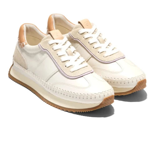 Cole Haan - Grandpro Premier Runners Ivory Thistle Biscuit Vanilla Custard Suede