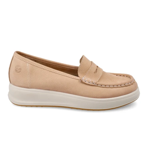 Fly Flot - Leather Woman Shoe Beige