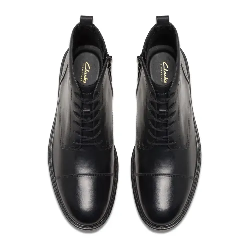 Clarks - Aldwin Cap Black Leather
