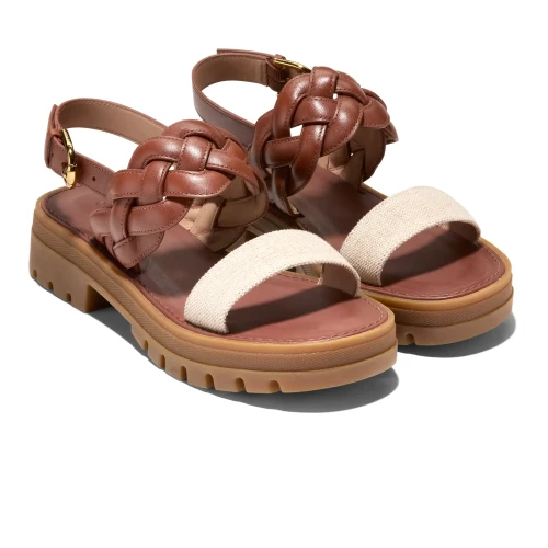 Cole Haan - Cressida Lug Sandals Natural Canvas Ch Dk Cuoio Ltr
