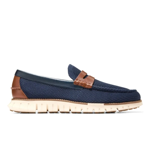 Cole Haan - Zerogrand Remastered Stitchlite Loafers Navy Blazer   Brit Tan   Ivory