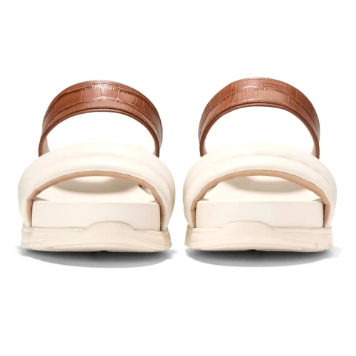 Cole Haan - Zerogrand Double Band Slide Sandals Ivory Ch Dk Cuoio Croc Print Gold Metallic Ivory