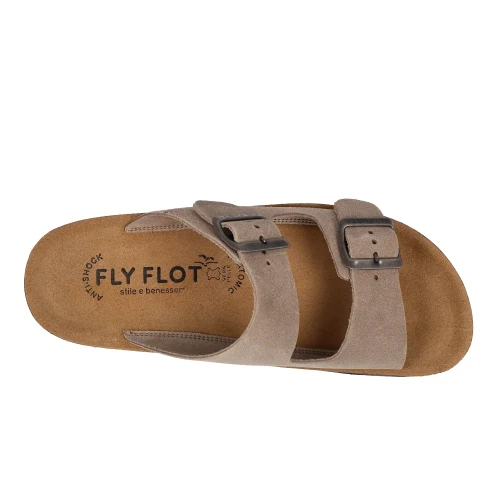 Fly Flot - Leather Man Slipper Taupe