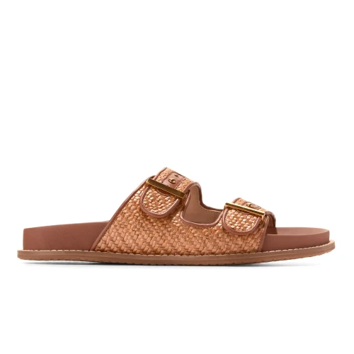 Cole Haan - Marisol Footbed Sandals Tan Raffia Ch Dk Cuoio Ltr