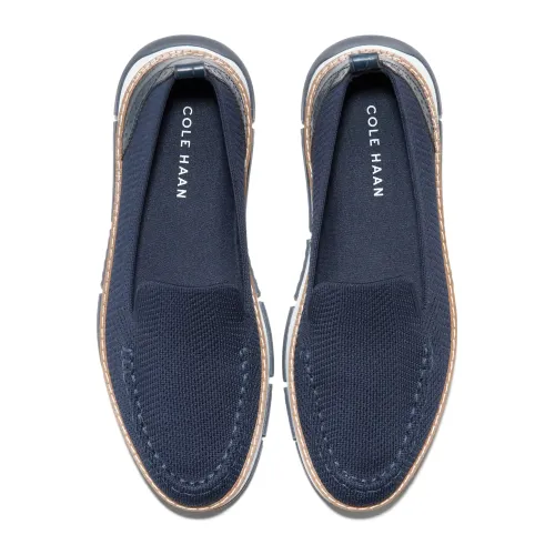 Cole Haan - Zerogrand Revel Stitchlite Venetians Navy Blazer Knit Croc Print White