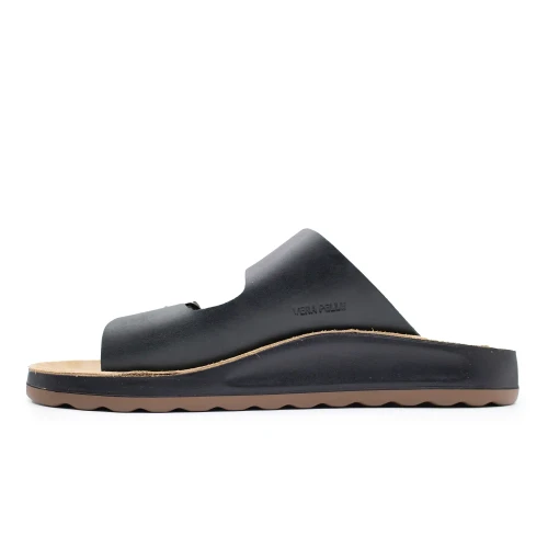 Fly Flot - Leather Man Slipper Black