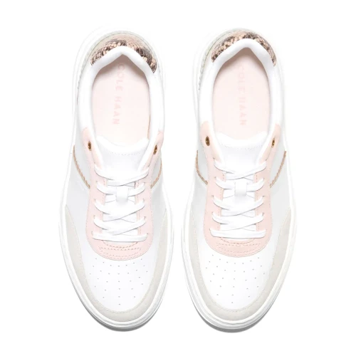 Cole Haan - Grandpro Carissa Sneakers White Silver Birch Suede Soft Gold Cameo Rose Snake Print